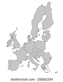 Map Of European Union On White Background