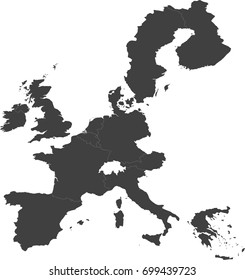 Map of the European Union split into individual countries. Year 1995.
