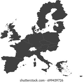 Map of the European Union split into individual countries. Year 2004. New EU member states - Cyprus, Czech Republic, Estonia, Hungary, Latvia, Lithuania, Malta, Poland, Slovakia, Slovenia.