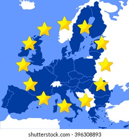 Map of the European Union stylized as a flag.