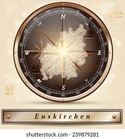 Map of Euskirchen with borders in bronze