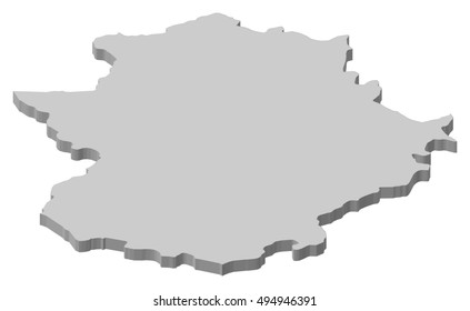Map - Extremadura (Spain) - 3D-Illustration