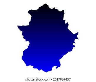 Map of Extremadura as vector illustration