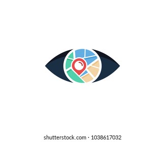 Map Eye Icon Logo Design Element