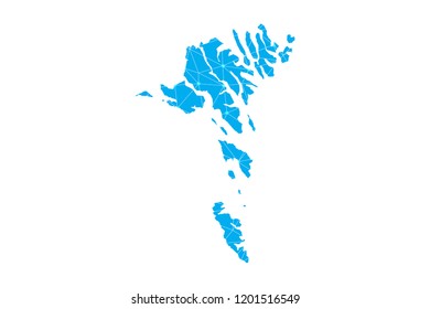 Map of Faeroe Islands from Polygonal wire frame low poly mesh,Faeroe Islands map  Vector Illustration EPS10.