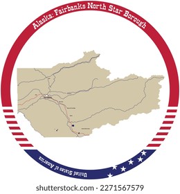 Map of Fairbanks North Star Borough in Alaska, USA arranged in a circle.