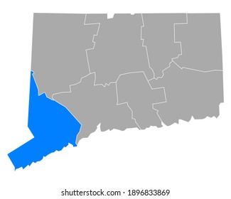 Map of Fairfield in Connecticut on white