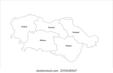 Map of Faizabad District Block, Faizabad District, Uttar Pradesh State, Republic of India, Government of  Uttar Pradesh, Indian territory, Eastern India, politics, village, tourism