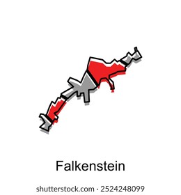 Mapa de la ilustración de diseño de Falkenstein, símbolo de Vector, signo, esquema, mapa mundial Plantilla de Vector internacional sobre fondo blanco