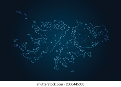 Karte der Falklandinseln , Abstrakte Mashline und Punktwaagen auf dunklem Hintergrund für Ihr Web-Site-Design-Karte Logo, App, ui, Travel. Vektorgrafik eps10.