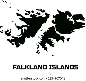  Map of the FALKLAND ISLANDS country in black. With the caption of the country name " FALKLAND ISLANDS".