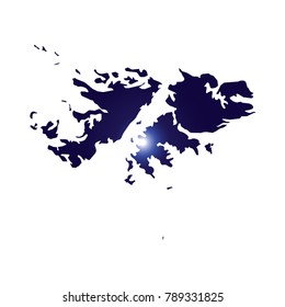 Map of falkland Islands. Detailed vector map with counties, regions, province, states. Blue shape/contour map of falkland Islands. High detailed blue map of Falkland Islands.