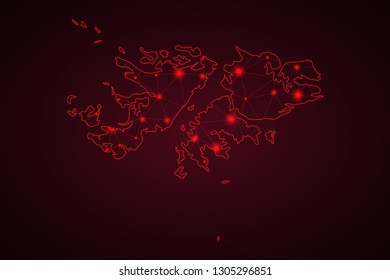 Map of Falkland Islands. Wire frame 3D mesh polygonal network line, design sphere, dot and structure. Vector illustration eps 10. - Vector