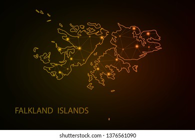 Map of Falkland Islands. Wire frame 3D mesh polygonal network line, design sphere, dot and structure. Vector illustration eps 10. - Vector - Vector