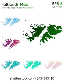 Map of Falklands with beautiful gradients. Adorable set of country maps. Beautiful vector illustration.