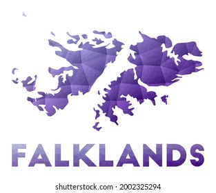 Map of Falklands. Low poly illustration of the country. Purple geometric design. Polygonal vector illustration.