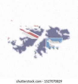 Map of Falklands. Mosaic style map with flag of Falklands. Favorable vector illustration.