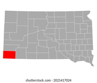 Mapa del río Caída en Dakota del Sur en blanco