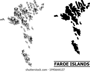 Map Faroe Islands for demographics applications  Vector nation collage  Concept map Faroe Islands created population elements  Demographic concept in dark grey color shades 