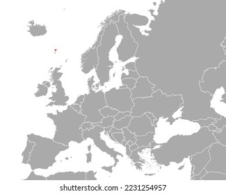 Map of Faroe Islands in Europe on white