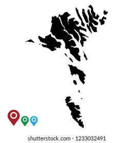 Map of Faroe Islands, High Detailed Map of Faroe Islands isolated on white background.Vector illustration eps 10