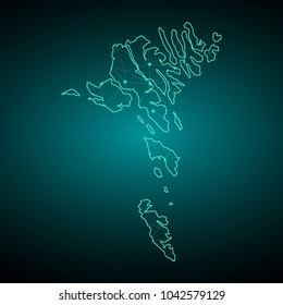 Map of faroe Islands. Wire frame 3D mesh polygonal network line, design sphere, dot and structure. communications map of faroe Islands.