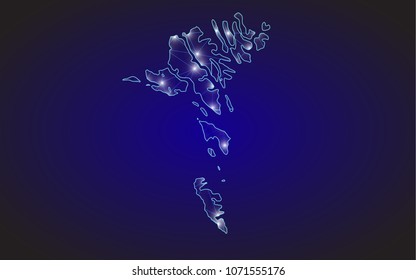 Map of faroe Islands. Wire frame 3D mesh polygonal network line, design sphere, dot and structure. communications map of faroe Islands