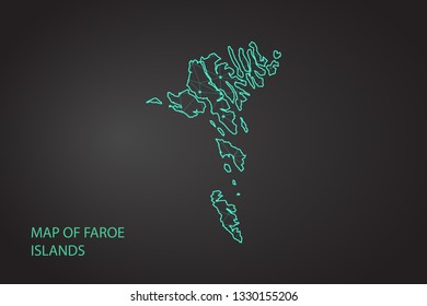 Map of faroe Islands. Wire frame 3D mesh polygonal network line, design sphere, dot and structure. communications map of faroe Islands. - Vector