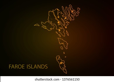 Map of faroe Islands. Wire frame 3D mesh polygonal network line, design sphere, dot and structure. communications map of faroe Islands. - Vector - Vector