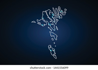 Map of faroe Islands. Wire frame 3D mesh polygonal network line, design sphere, dot and structure. communications map of faroe Islands. - Vector