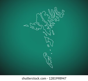 Map of Faroe Islands,Green map on dark background. Vector illustration eps 10.