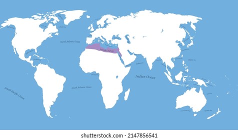 Map Of Fatimid Caliphate The Largest Borders With All World And Ocean, Sea Names