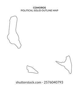 The map features an outline of Comoros, highlighting its unique island shapes and political divisions without any additional markings or details. Ideal for educational purposes.