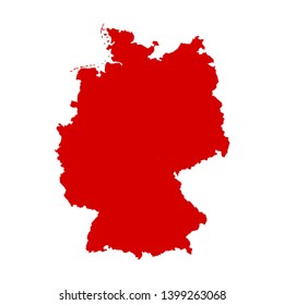 Map of Federal Republic of Germany in red color isolated on white background