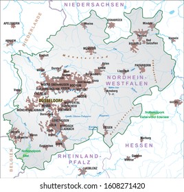 Map of federal state of Nordrhein-Westfalen - Germany