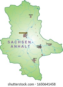 Map of the federal state of Sachsen Anhalt (Saxony-Anhalt) - Germany