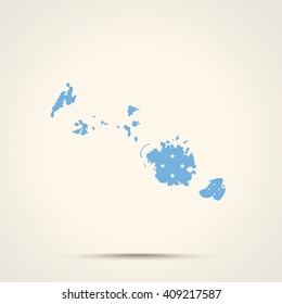 Map of Federated States of Micronesia in Federated States of Micronesia flag colors


