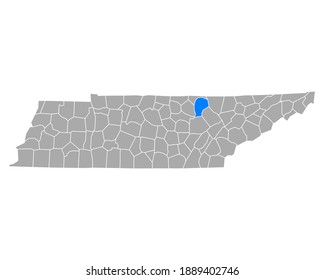 Map of Fentress in Tennessee on white