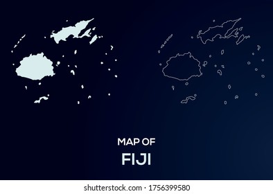 Map of Fiji. Abstract design, vector illustration by using adobe illustrator.Fiji Islands isolated map.  Fiji  Outline map. Editable Map design.
