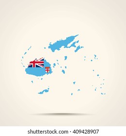 Map of Fiji in Fiji flag colors