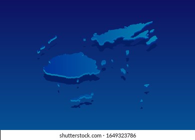 mapa de Fiyi de fondo azul. Vector moderno concepto isométrico de la ilustración de la tarjeta de felicitación paso 10.