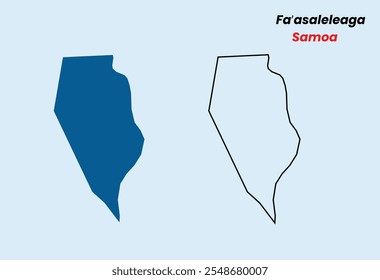 Mapa de Fa’asaleleaga, Mapa de Fa’asaleleaga, con color de relleno y contorno, Mapa del estado de Samoa Fa’asaleleaga, Ilustración vectorial, Samoa.
