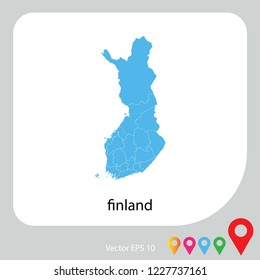 Map of finland abstract corlor blue on white background.frame.vecter illustration eps 10.