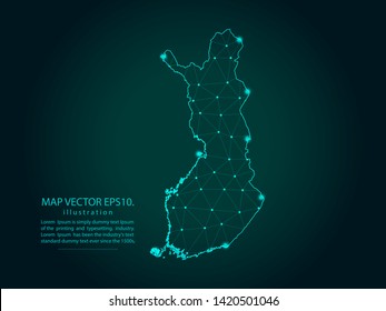 Map of finland - Abstract mash line and point scales on dark gradient background. Wire Frame 3D mesh polygonal network line, design sphere, dot and structure. Vector illustration eps 10.