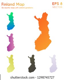 Map of Finland with beautiful gradients. Admirable set of Finland maps. Wondrous vector illustration.