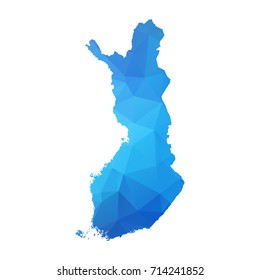 Map of Finland - Blue Geometric Rumpled Triangular , Polygonal Design For Your. Vector illustration Eps10.