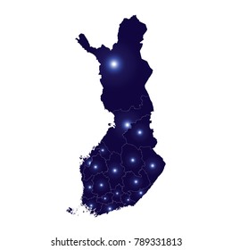 Map of Finland - Blue Geometric Rumpled Triangular , Polygonal Design For Your . Vector illustration eps 10.