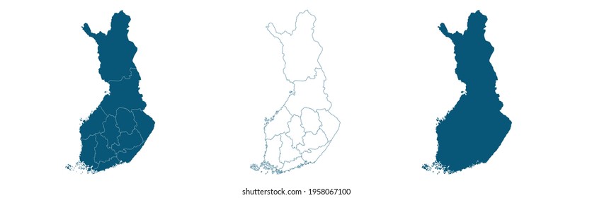 Map of Finland in blue on a white background