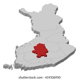 Map - Finland, Central Finland - 3D-Illustration