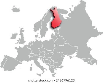 map of FINLAND with the countries of EUROPA 3d isometric